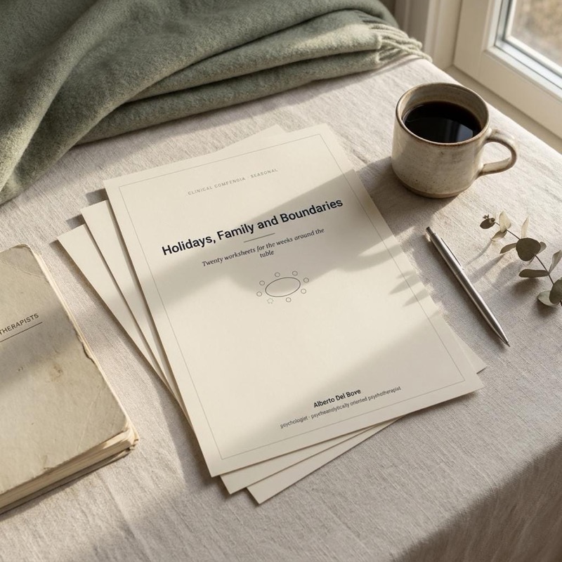 Therapy workbook on holidays and family boundaries, printable psychodynamic worksheets